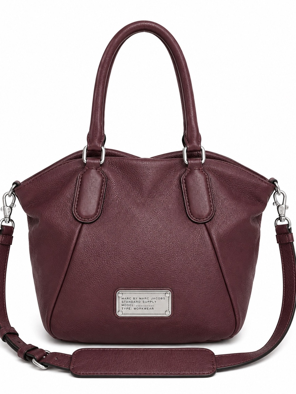 Marc by Marc Jacobs Burgundy Pebbled Leather Large Satchel Crossbody Bag - Picture 14 of 14